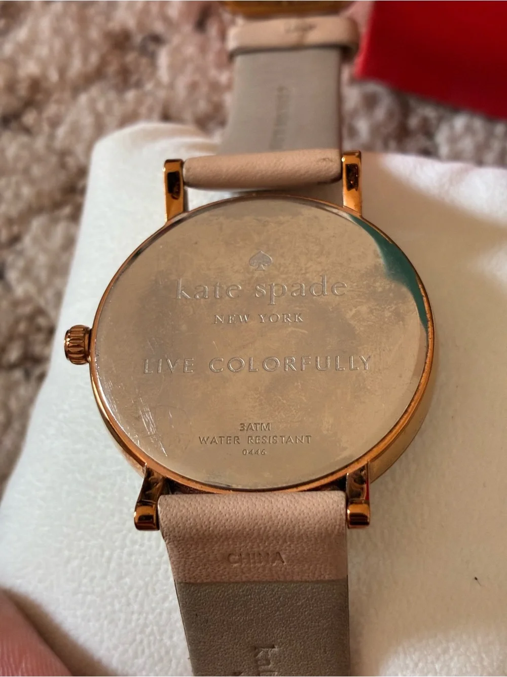 kate spade Rose Gold Case Watch with Blush and Olive Straps